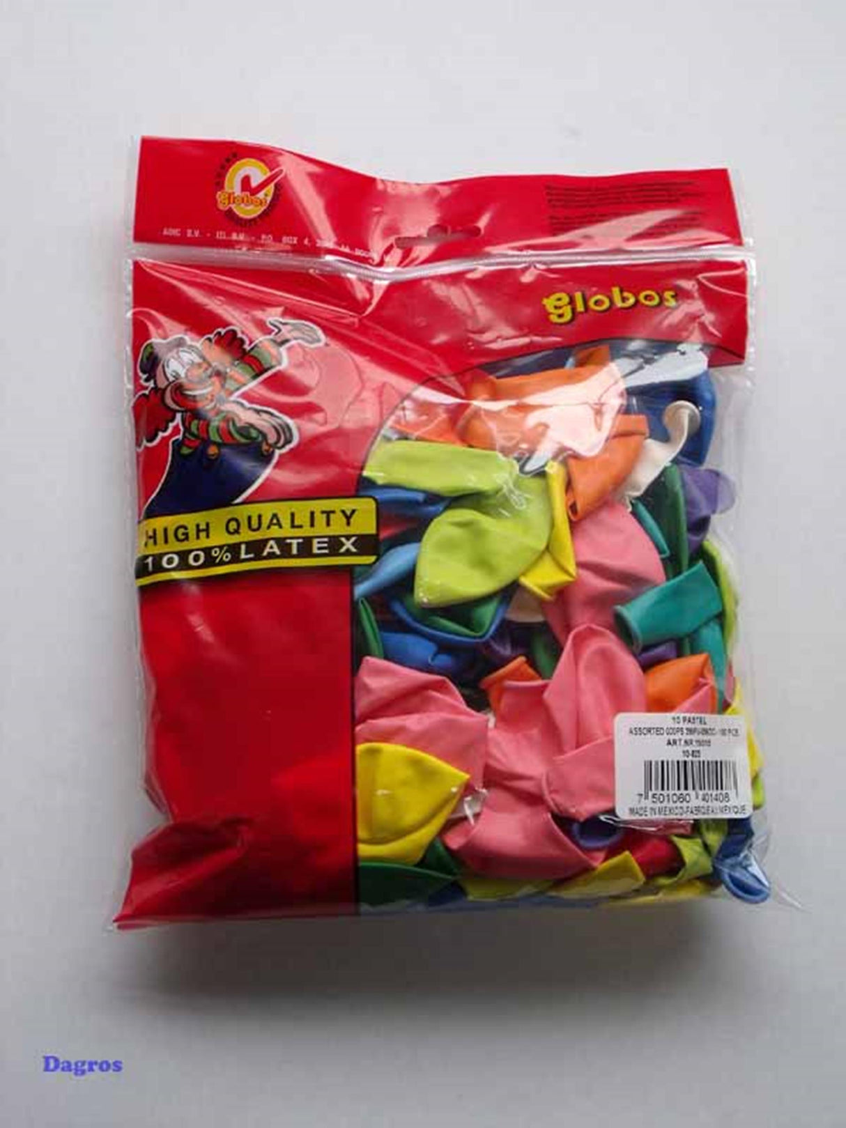 Globos latex balloner runde 10 assorterede farver taske a a 100 stk.