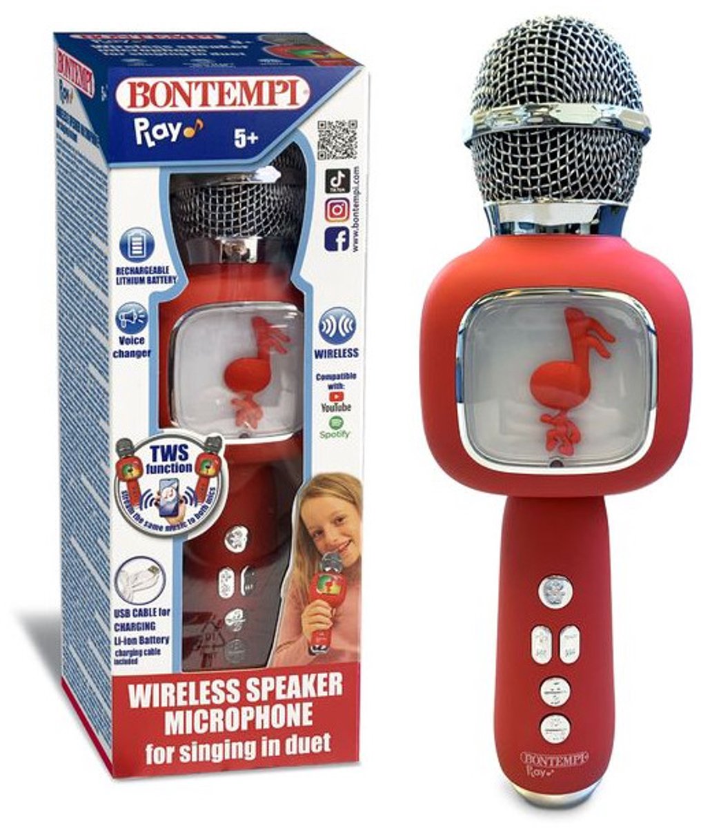 Bontempi spa bontempi 48 5110, legetøjsmikrofon, 5 år, rød, sølv