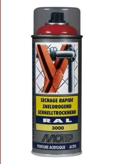 Motip industriel akryllak højglans ral 3000 brandrød - 400 ml.
