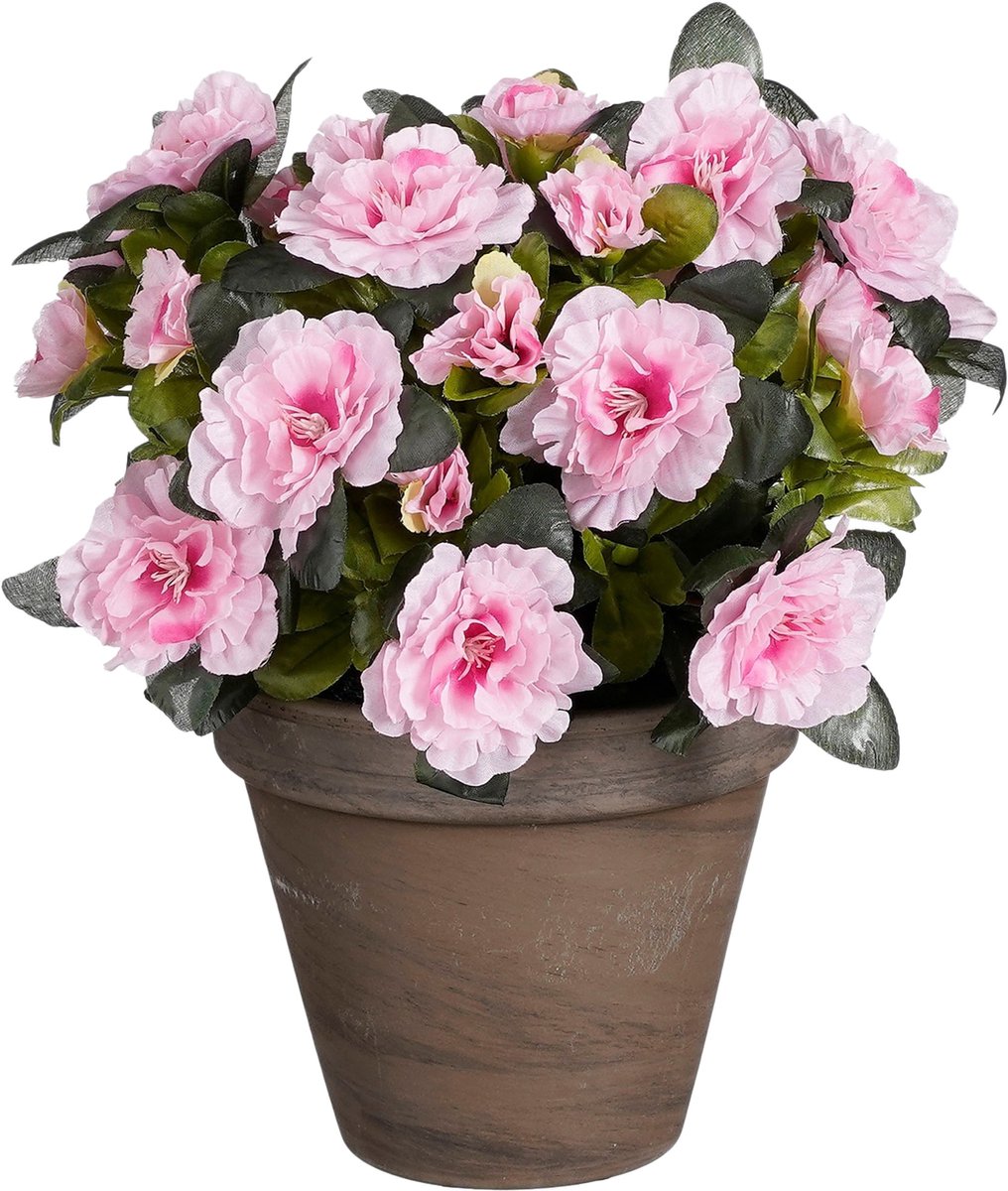 Mica decorations kunstplant - azalea - roze - in pot - 31 cm - nepplanten