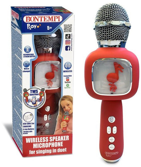 Bontempi spa bontempi 48 5110, legetøjsmikrofon, 5 år, rød, sølv