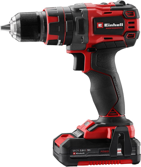 Einhell professionel akku slagbore-/skruetrækker tp-cd 18 60 li-i bl (1x 2,0 ah) slagboreskruetrækker (rød sort, inkl. 1x 2,0 ah power x-change batteri og oplader)
