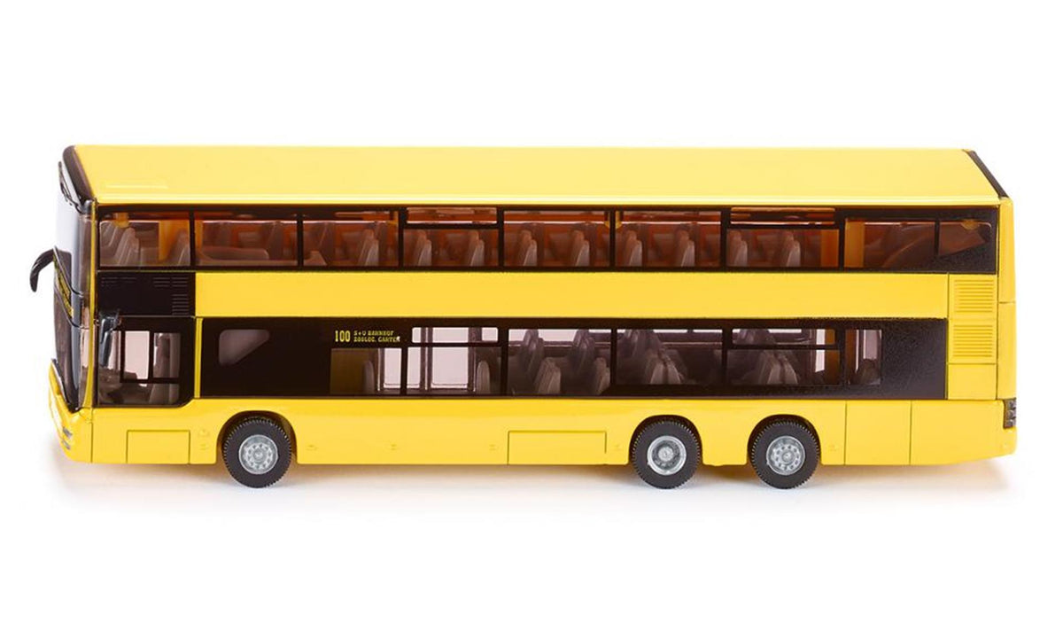 Siku 1884, mand dobbeltdækker bybus, 1:87, metal plast, gul, gummidæk