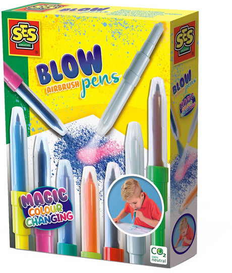 Ses creative - blæse-airbrush-penne - magisk farveskift - tofarvet blæsepenne - let vaskbar - med farveskiftende blæsepen