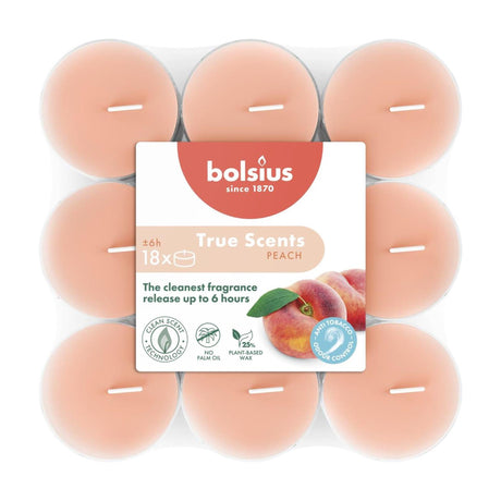 Bolsius duftende fyrfadslys 6t 18 stk fersken