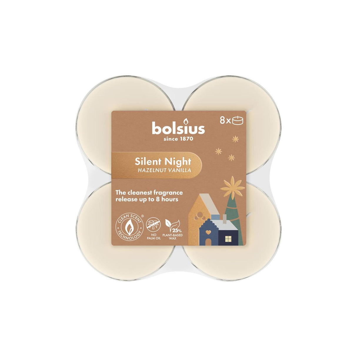 Bolsius maxi light silent night 8 timer 8 stk