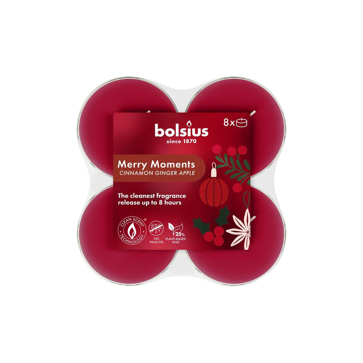 Bolsius maxi light lystige øjeblikke 8t 8 stk