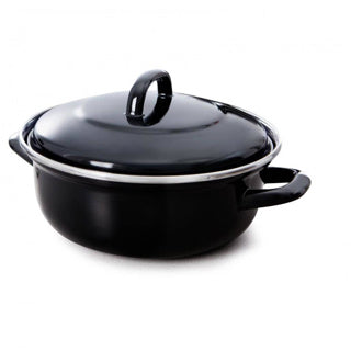 Bk fortalit emaljepande 36cm 7,5l - induktionsgryde - emaljeret stål - ovnsikker op til 230 grader - ingen non-stick belægning - med låg - sort blå