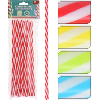 Sugerør 12 stk 20 cm 4 assorteret | 24 stk
