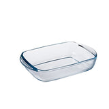 Pyrex - kogeskål rektangulær med låg 1,6 liter - glas - gennemsigtig