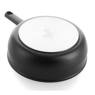 Bk easy induktionsgryde 28cm med låg - 4,6l - pfas-fri non-stick belægning - bradepandeinduktion - keramisk bradepande - ovnsikker op til 160°c - kolde håndtag - med glaslåg - sort
