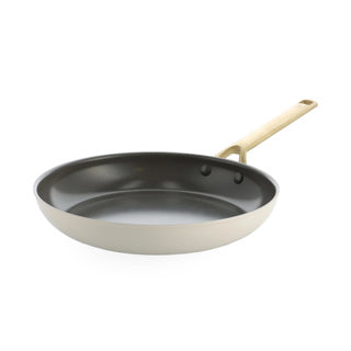 Bk sublim stegepande 20cm - pfas-fri non-stick belægning - induktion stegepande - keramisk stegepande - ovnsikker op til 220°c - guld rustfrit stål håndtag - creme
