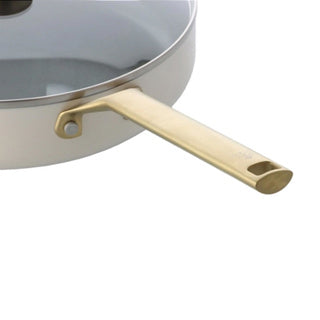 Bk sublim sauterpande 28cm med låg - 3,6l - pfas-fri non-stick belægning - sauterpande induktion - keramisk pande - ovnsikker op til 220°c - med glaslåg - creme
