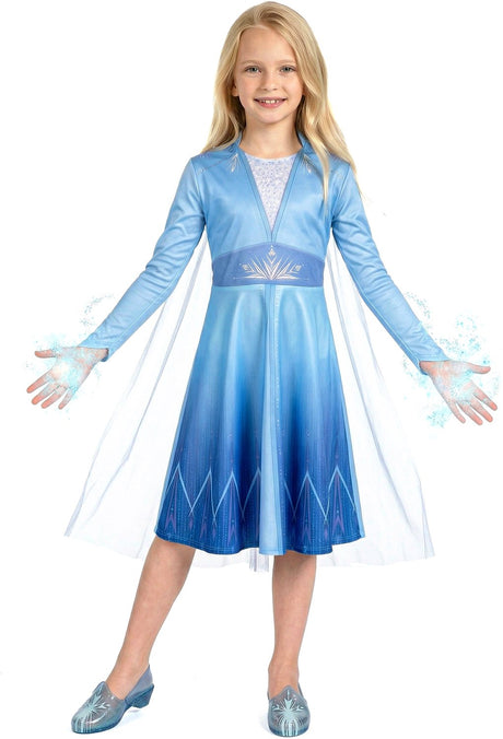 Disguise Disney - Frozen 2, Elsa Travelling Basic Plus, str. M (7-8 år), piger