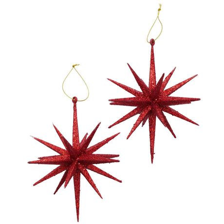Boltze home julevedhæng magisk stjerne med glitter 2 stk rød dia 15cm