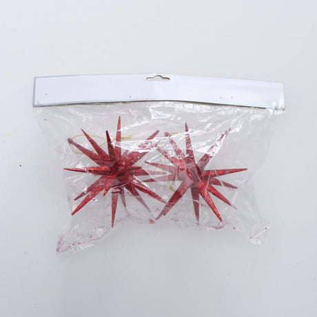 Boltze home julevedhæng magisk stjerne med glitter 2 stk rød dia 15cm