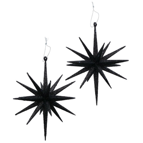 Boltze home deco vedhæng tove ã˜15xh15cm sort med glitter - 2 stk i pakken