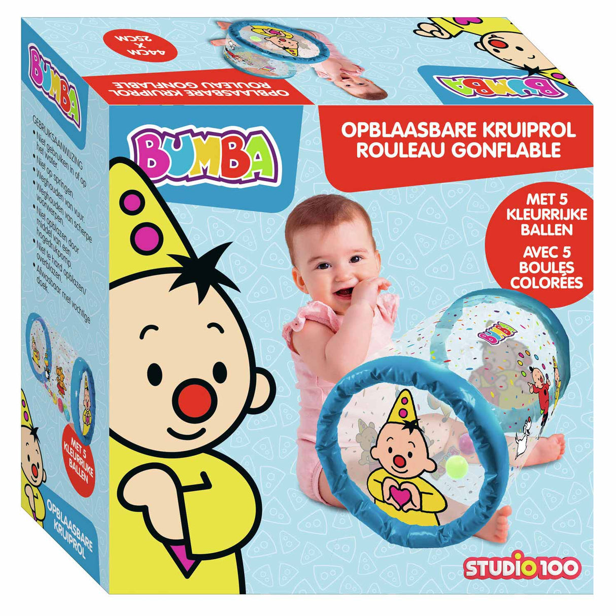 Bumba oppustelig crawler - konfetti - med 5 farverige bolde