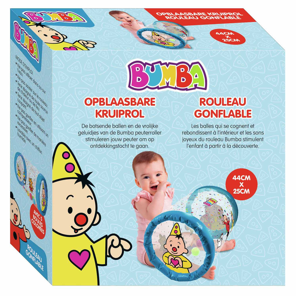Bumba oppustelig crawler - konfetti - med 5 farverige bolde