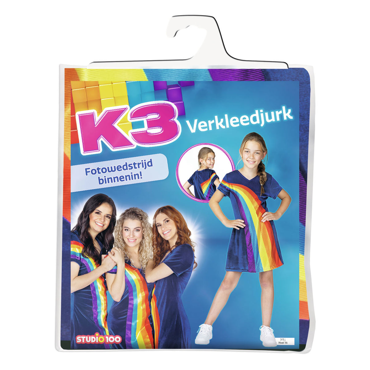 K3 fancy kjole - regnbuekjole blå 3 5 år - str. 116