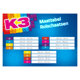 K3 - rulleskøjter - str. 34 37 - justerbar i 4 størrelser - med stop - hvid - regnbue - med hjul i 4 farver