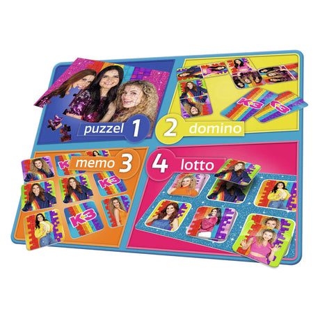 K3 spil - 4 i 1 spil - memo, domino, puslespil og lotto