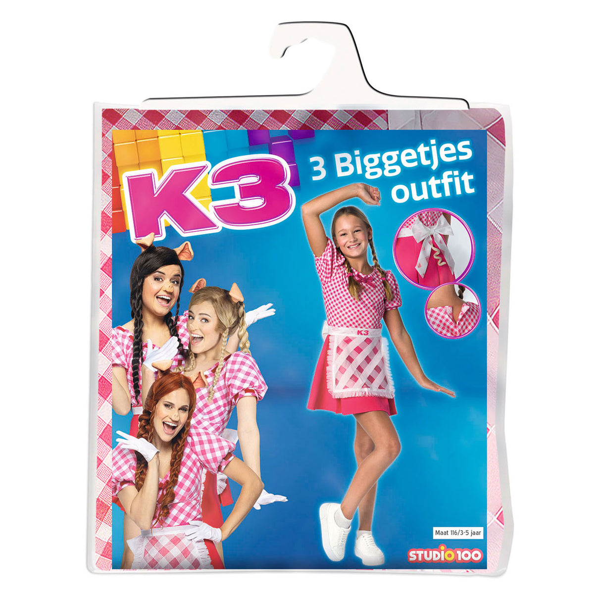 Studio 100 k3 fancy dress - 3 smågrise, 3-5 år