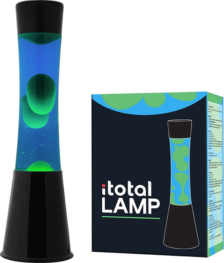 I-total lavalampe - lavalampe - humørlampe - 40x11 cm - glasaluminium - 30w - blå med grøn lava - sort - xl1790
