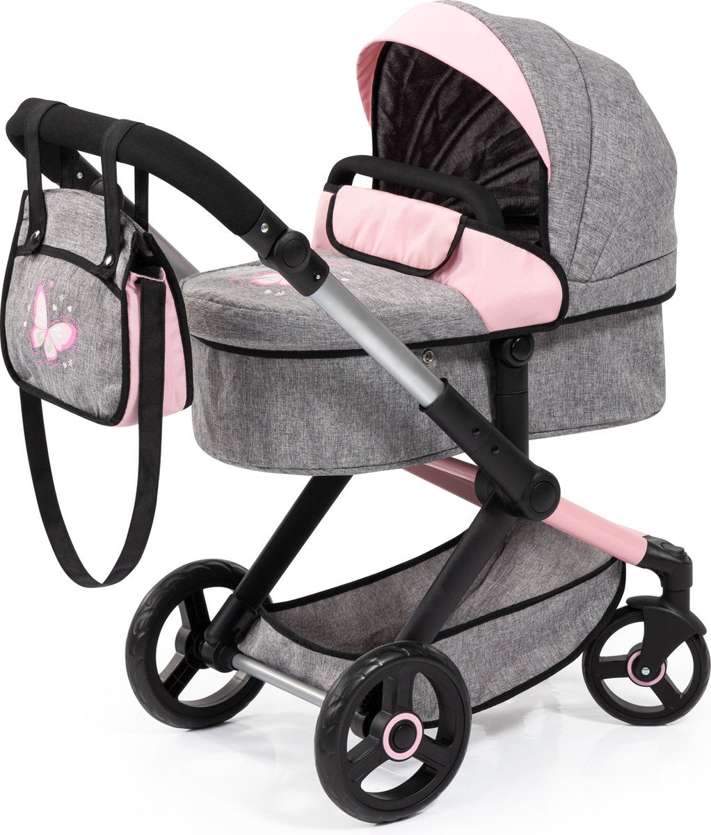 Bayer design - kombinationsdukkevogn xeo, taske, jeans grå, pink