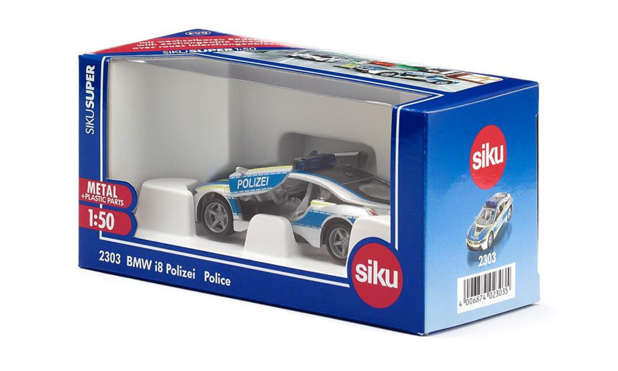 Siku 2303 BMW i8 politibil (tysk) 94x45x27mm