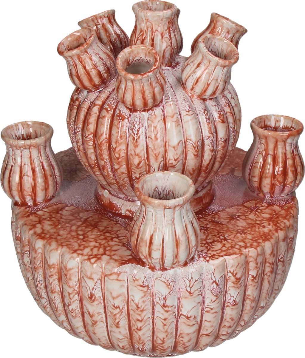 Hd collection vaas aardewerk oranje 23,5x23,5x27,5cm