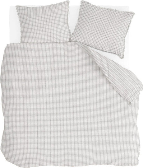 Walra dekbedovertrek crossed lines - 200x220 - 100% katoen (bci) - beige