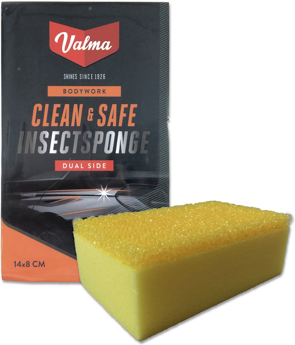 Valma insektsvamp - specielt designet til sarte overflader - fjerner nemt insekter - hård og blød side - til lak og krom - 14x8cm