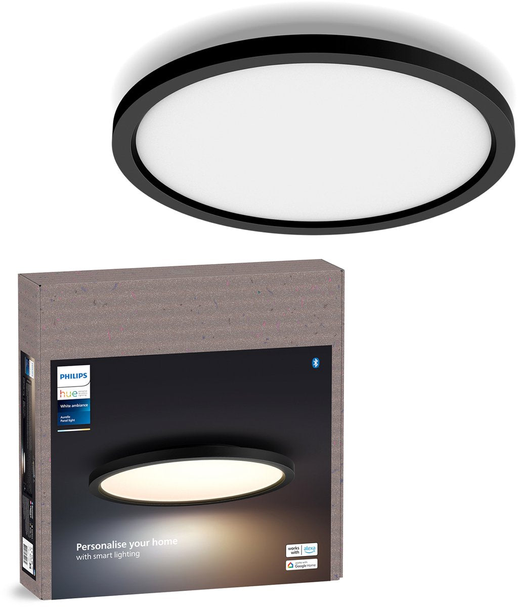 Philips hue aurelle paneellamp – warm- tot koelwit licht – zwart – rond