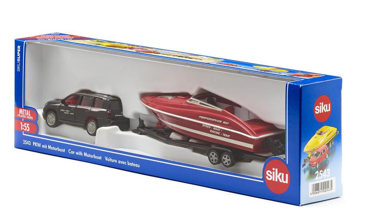Siku 2543 bil med motorbåd 1:55