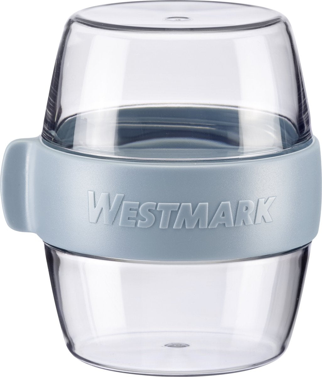 Westmark pocket box mini, praktisk måltidsbeholder til på farten, ideel til yoghurt, frugt, grøntsager, snacks, 400 ml (2 x 200 ml), BPA-fri, blå