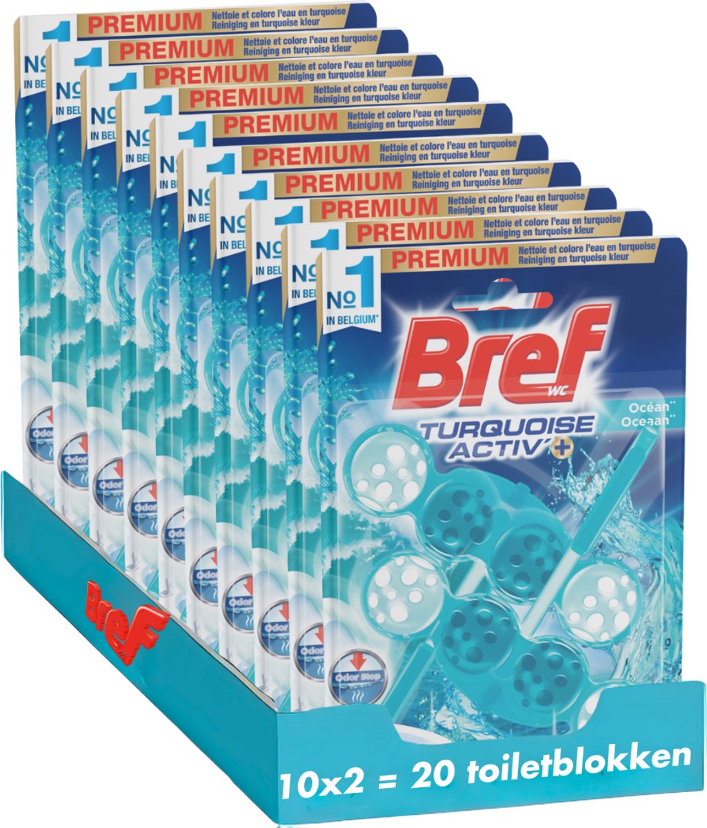 Bref - turkis activ' - rent toilet - langvarig og intens friskhed - værdipakke - 10 x 2 stk.