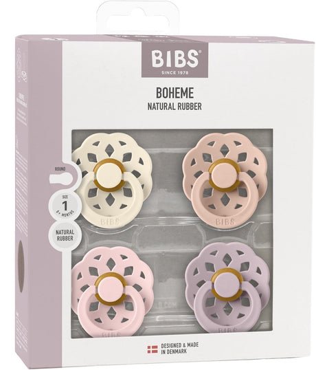 Bibs boheme sut - rund - 4 stk - 6-18 måneder - elfenben blush blossom dusky lilla