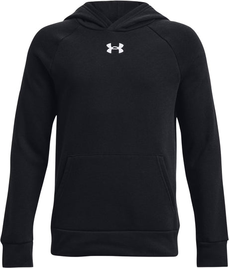 Under armour ua rival fleece hættetrøje-blk drenge sportstrøje - sort - hvid