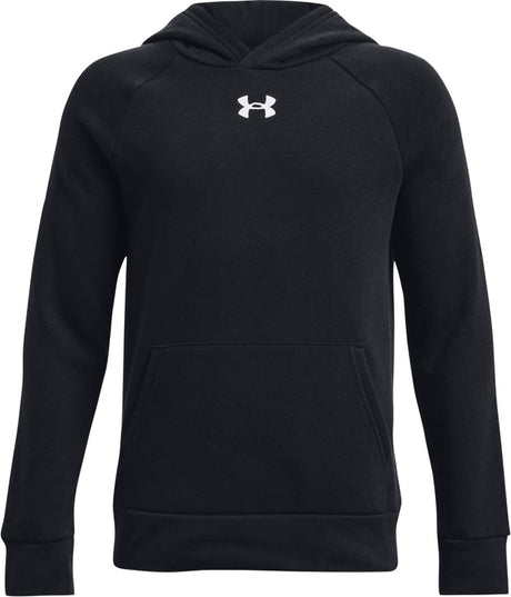 Under armour ua rival fleece hættetrøje-blk drenge sportstrøje - sort - hvid