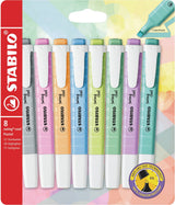 Stabilo swing cool - highlighter - perfekt til på farten - pastel - etui med 8 farver