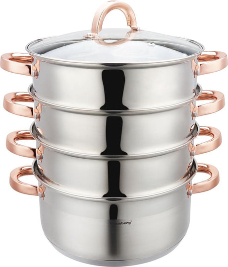 Klausberg 7736 - damper - 5 dele - 24 cm - 5 liter - rustfrit stål - alle varmekilder