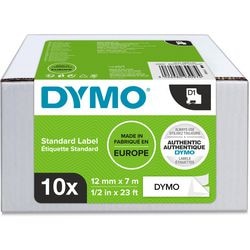 Dymo labeltape 45013 glanzend 12 mm zw wi