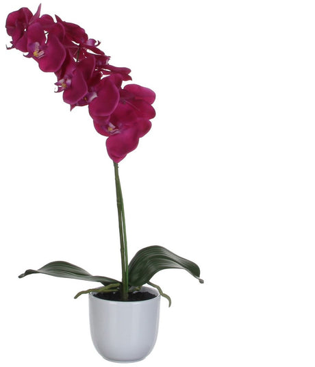 Mica decorations phalaenopsis kunstplant in bloempot tusca - h60 x ø16 cm - paars