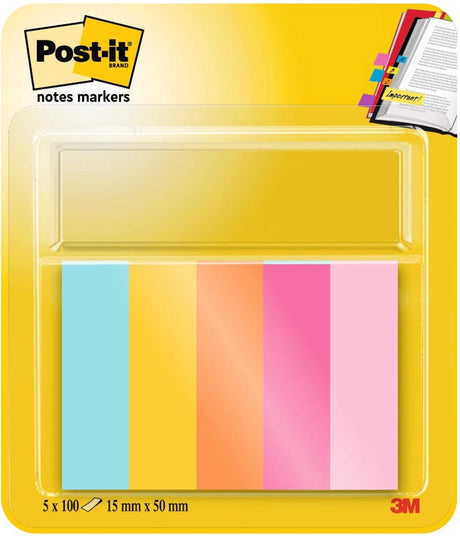 Post-it sedler markører ved stranden | fod 15 x 50 mm | blister med 5 blokke á 50 faner