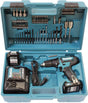 Makita hp333dsax1 12v li-ion (slag) bore-/skruetrækker sæt - 2x batteri - tilbehørssæt