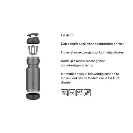 Mepal shake kop - grafit sort - 800ml