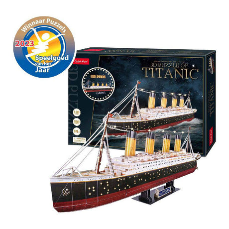 Cubic sjovt 3D puslespil Titanic med LED-belysning - 266 stk.