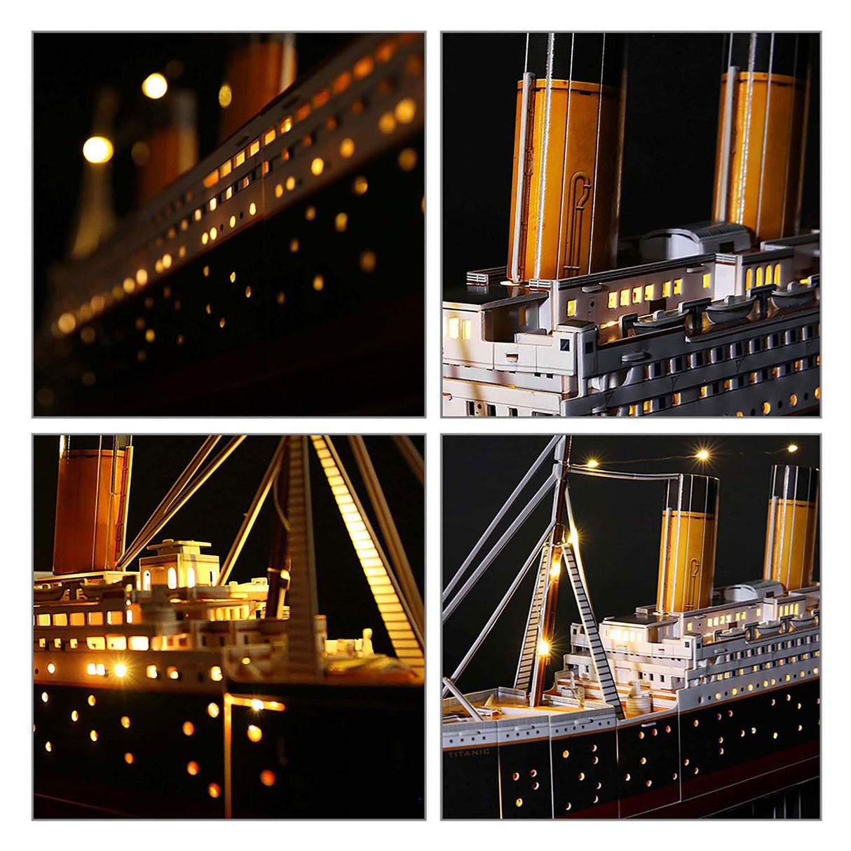 Cubic sjovt 3D puslespil Titanic med LED-belysning - 266 stk.