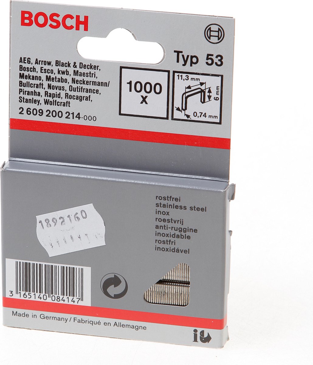 Bosch - ikke med fintråd type 53 11,4 x 0,74 x 6 mm
